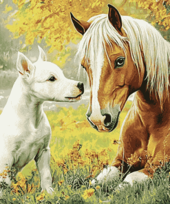 Cute Dog and Horse Diamond Painting