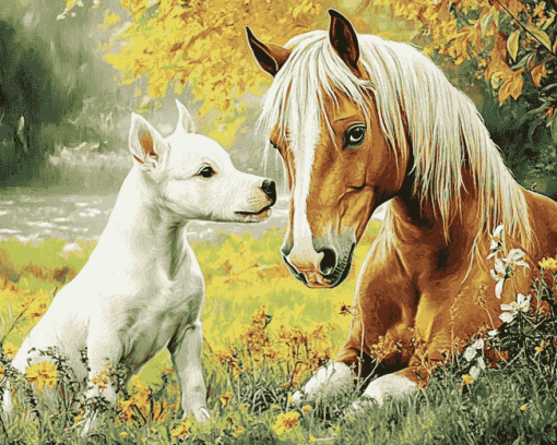 Cute Dog and Horse Diamond Painting