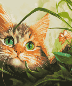 Cute Kitty Plant Diamond Painting