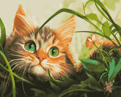 Cute Kitty Plant Diamond Painting