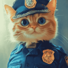 Cute Kitty Police Outfit Diamond Painting