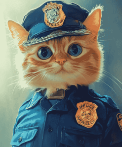 Cute Kitty Police Outfit Diamond Painting