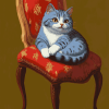 Cute Kitty on Chair Diamond Painting