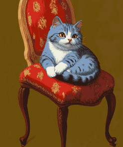 Cute Kitty on Chair Diamond Painting