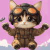 Cute Pilot Kitty Diamond Painting