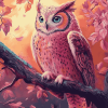 Cute Pink Bird Owl Diamond Painting