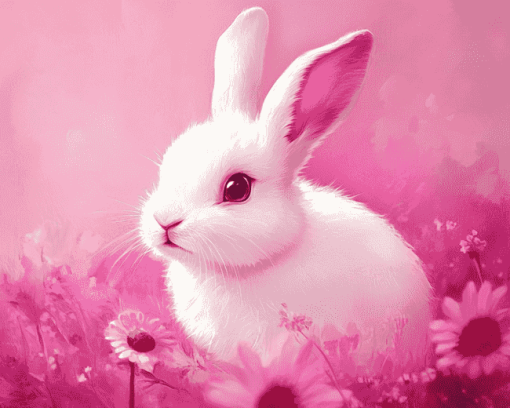 Cute Pink Bunny Rabbit Diamond Painting