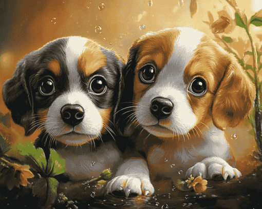 Cute Puppies Dogs Diamond Painting