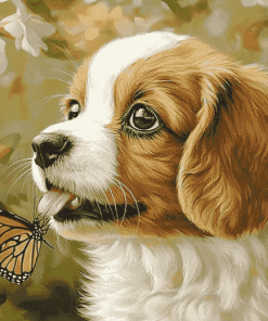 Cute Puppy Butterfly Diamond Painting