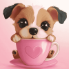 Cute Puppy in a Cup Diamond Painting