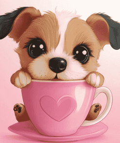 Cute Puppy in a Cup Diamond Painting