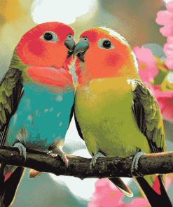 Cute Red Birds Diamond Painting