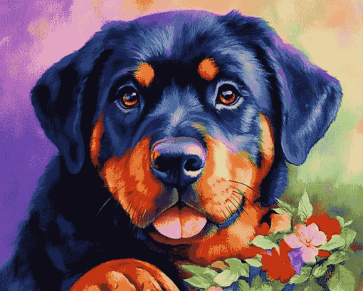 Cute Rottweiler Dogs Diamond Painting