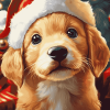 Cute Santa Puppy Diamond Painting