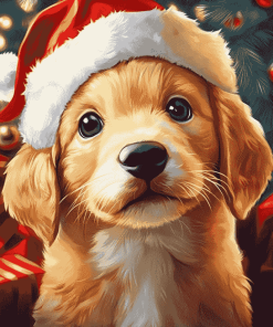 Cute Santa Puppy Diamond Painting