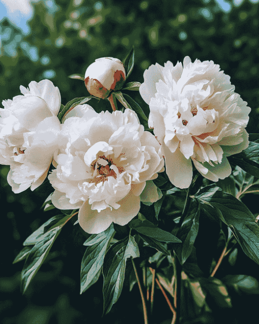 Cute White Peony Blossoms Diamond Painting