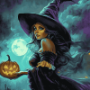 Cute Witch Halloween Fantasy Diamond Painting