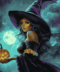 Cute Witch Halloween Fantasy Diamond Painting