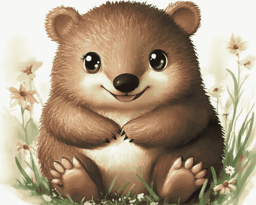 Cute Wombat Cartoon Diamond Painting