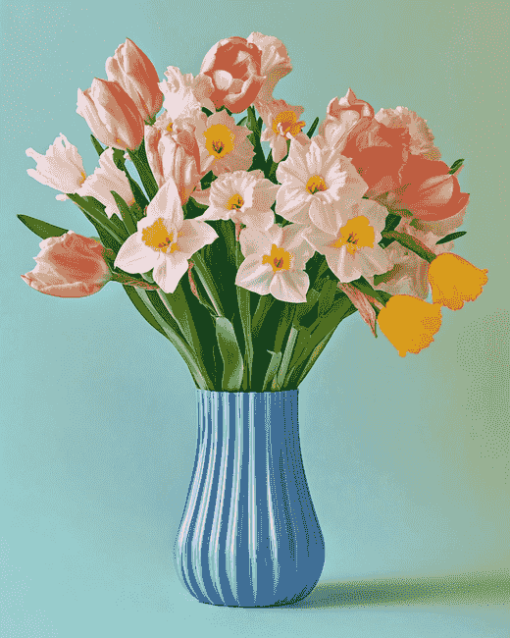 Daffodil and Tulip Blossoms Diamond Painting