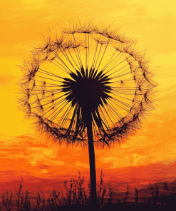 Dandelion Silhouette Sunset Diamond Painting