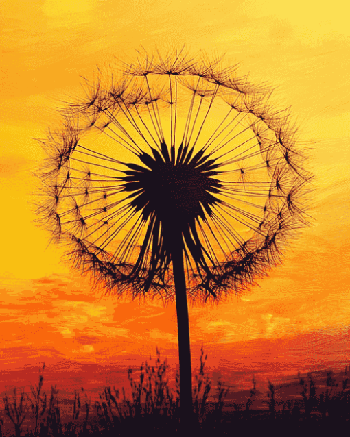 Dandelion Silhouette Sunset Diamond Painting