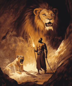 Daniel In The Lions Den Vintage Diamond Painting