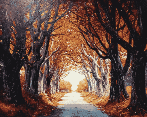 Dark Hedges Autumn Landscape Diamond Painting