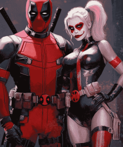 Deadpool and Harley Quinn Animations Diamond Painting