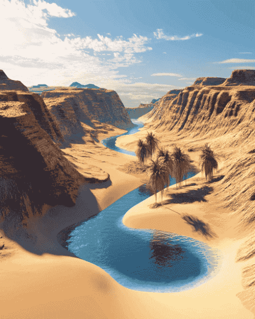 Desert Oasis Landscape Diamond Painting