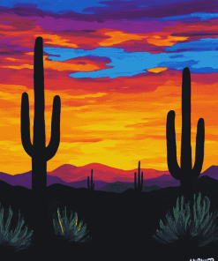 Desert Sunset Saguaro National Park Diamond Painting