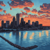 Detroit Skyline at Sunset Diamond Painting