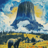 Devils Tower Scenic View Diamond Painting