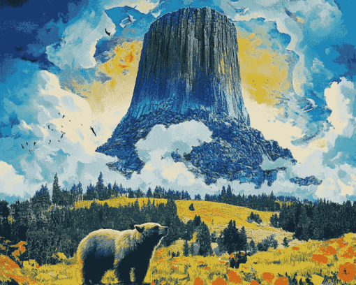 Devils Tower Scenic View Diamond Painting