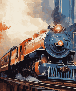 Diesel Train Pencil Sketch Diamond Painting