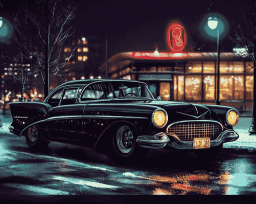 Dinners and Classic Cars Diamond Painting