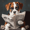 Dog with Newspaper Diamond Painting