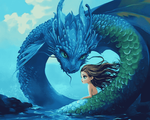 Dragon Mermaid Fantasy Diamond Painting