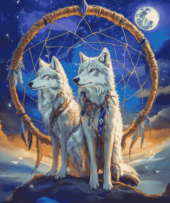 Dream Catcher Wolves Diamond Painting