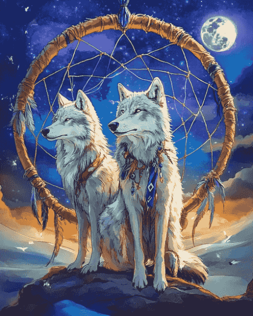 Dream Catcher Wolves Diamond Painting