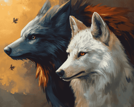 Eagle and Wolf Animal Harmony Diamond Painting