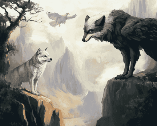 Eagle and Wolf Fantasy Diamond Painting