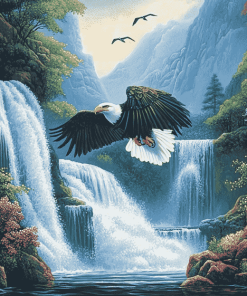 Eagles and Waterfalls Wildlife Diamond Painting