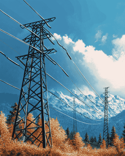 Electrical Powerlines Scenic Diamond Painting