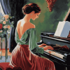 Elegant Lady Playing Piano Diamond Painting