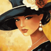 Elegant Lady in Hat Diamond Painting