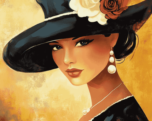 Elegant Lady in Hat Diamond Painting