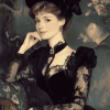 Elegant Woman in Black Dress Diamond Painting