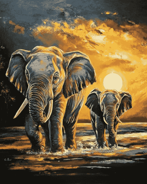 Elephants in Nature Diamond Painting