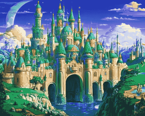 Emerald Castle Fantasy Diamond Painting